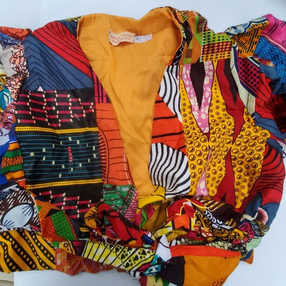 African Print WrapTop size UK 16 US 12 - Picture 2 of 7